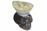 1.55" Polished Agate Skull with Quartz Crown  - #149541-1